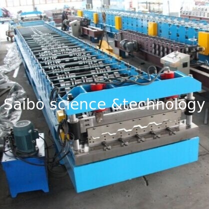 11KW X 2 Floor Deck Roll Forming Machine Chains Drive Wall Board Structure